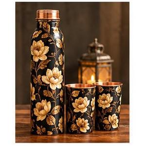 Juego de Botella y Taza de Agua de Cobre con Diseño Floral y Tapas, Vajilla Portátil para Regalos Empresariales - Product Image 6