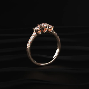 Round Cut Trilogy <b>Ring</b> With Side Diamonds 14K Lab grown Elegant Design Diamond Band Casual Look's for Women From <b>Indian</b> Supplier - Product Image 2