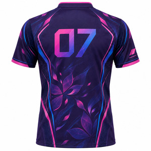 Camiseta de Esports con Gráficos de Flores en Rosa Neón y Morado Oscuro, Uniforme de Juego con Malla Texturizada, Jersey de Equipo Floral Sublimado para Hombre, Transpirable - Product Image 3