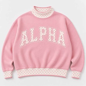Alpha Heavyweight <b>Mock</b> <b>Neck</b> Cotton Fleece Sweatshirt Women Men Ladies Unisex Chenille Letter Embroidery University Greek Apparel - Product Image 3