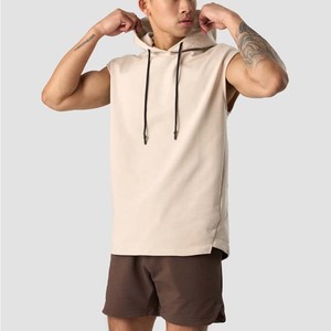 Sudadera de Punto sin Mangas con Capucha para Hombre, Corte Regular, Color Sólido, Estilo Casual para Otoño - Product Image 3