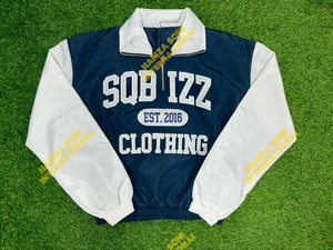 Ensemble coupe-vent en nylon bleu et blanc à manches longues, demi-zip, respirant, style streetwear pour adultes, coupe régulière avec cordon de serrage, idéal pour l'automne - Product Image 3