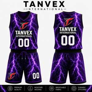 Ensemble d'uniformes de basketball pour hommes, respirant, confortable, 100% polyester, respectueux de l'environnement, sans manches, col en V, taille personnalisée, professionnel - Product Image 3