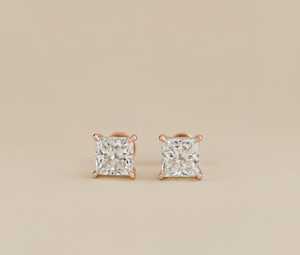 Boucles d'oreilles solitaires en diamant de laboratoire taille princesse D VS1, serties griffes, en or massif 18 carats pour femme, certifiées IGI, cadeau de fiançailles - Product Image 3