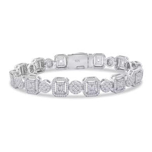 Bracelet tennis en argent sterling 925 avec diamants taille émeraude pour femme, bijou de luxe pour mariage et soirée, cadeau idéal - Product Image 1