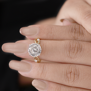 แหวนเพชรทรงกลมแบบโปรตุเกส ดีไซน์ลายเถาวัลย์ ทองคำขาว 14K แหวนหมั้นเพชรเม็ดเดี่ยว - Product Image 2