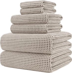 Microfiber Quick Dry Lint Free Oversize Bath <b>Towel</b> Set, 6 Piece (<b>Waffle</b> Weave) - Product Image 3