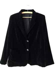 Blazer court en velours noir vintage, blazer court élégant, veste formelle noire classique, blazer de bureau - Product Image 5