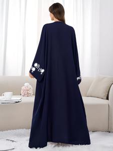 Hermosa Abaya Tradicional Islámica Negra para Mujer 2024, Abaya Saudí con Cuentas y Lentejuelas Hechas a Mano, Transpirable, de Poliéster, Manga Larga - Product Image 2