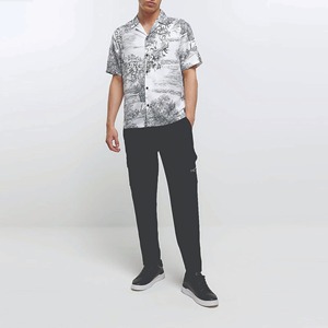 Camisa Hawaiana para Hombre, Sublimada Personalizada OEM, 100% Algodón, Antiarrugas y Transpirable - Product Image 1