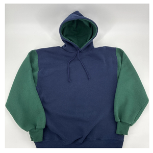 Sweat-shirt à capuche pour homme, couleur marine et verte, manches raglan, en molleton, coupe ample, décontracté, pour l'automne - Product Image 1