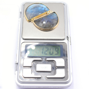 Labradorite Half Shape Faceted Silver Bezel 18K Gold Plated Sterling Silver Double Loop Gemstone Pendant Jewelry Making - Product Image 6