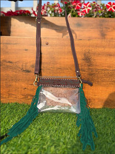 Bolso Bandolera de Moda para Mujer con Flecos, de Cuero Genuino, Correa Ajustable, Cierre de Cremallera, Estilo Vintage Bohemio Occidental, PVC, RFID, para Viaje - Product Image 1