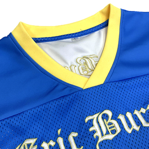 Eric Burnell 33 Blue American Football Jersey V-Neck Short Sleeve Mesh Breathable Men's Adult Regular Fit Sublimated Print - Product Image 6