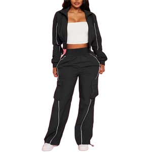 Nouvelle Collection Automne : Ensemble Deux Pièces Imprimé Maternité Femme – Haut Court à Manches Longues Rayé avec Poches et Pantalon Décontracté - Product Image 2