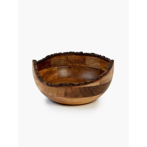 Tazón para Servir Ondulado de Madera de Mango Natural Hecho a Mano, Tazón Decorativo Rústico para Frutas y Ensaladas, Vajilla Única de Estilo Rústico para Decoración del Hogar - Product Image 6