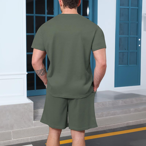 Conjunto Deportivo de Verano para Hombre, Transpirable, que Absorbe la Humedad, con Camiseta de Manga Corta y Pantalones Cortos, de Poliéster y Algodón, 2 Piezas - Product Image 2