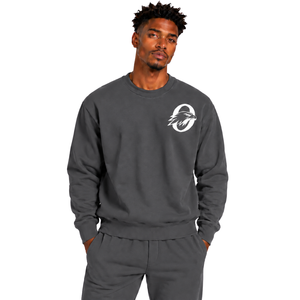 <b>Grey</b> <b>Men</b> Sweatshirt Crew Neck Long Sleeve Pullover Casual <b>Fleece</b> Top Custom Logo Streetwear Winter Sportswear - Product Image 1