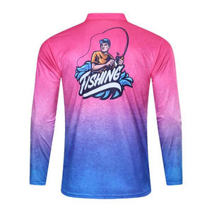 เสื้อตกปลาแขนยาวผู้ชายแบบขายส่ง ออกแบบเองได้ ป้องกันรังสียูวี แห้งเร็ว พิมพ์ลายแบบซับลิเมชั่น เสื้อโปโลตกปลา - Product Image 5