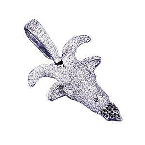 Pendentif Tête de Chèvre pour Homme en Moissanite D Color Iced Out, Testé au Diamant, avec Argent Sterling 925, Certifié GRA - Product Image 1