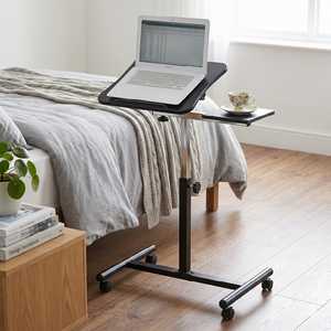 Chariot de bureau réglable pour ordinateur portable avec cadre métallique et roulettes pour usage domestique ou professionnel - Product Image 1