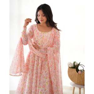 ชุด Anarkali สำหรับใส่ไปงานปาร์ตี้พิมพ์ลายดอกไม้ XS ขนาดพิเศษ - Product Image 4