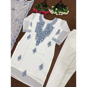 ATTRACTIVE PANTALON HAUT DE TRAVAIL À CHAÎNE GEORGETTE AVEC DUPATTA GRIS - Product Image 1