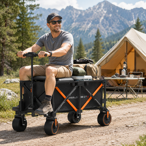 Carrito Plegable con Ruedas Todoterreno Antideslizantes, Bloqueo de Seguridad para Mascotas, Freno de Descenso Lento, Carrito de Transporte para Perros al Aire Libre - Product Image 3