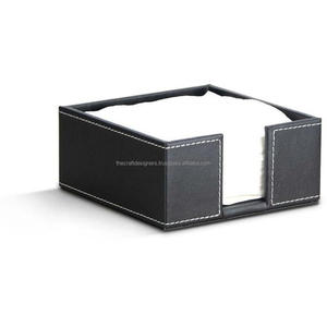 Porte-serviettes en cuir véritable pour bureau et maison, accessoires de table, porte-mouchoirs, plateau d'accueil - Product Image 4