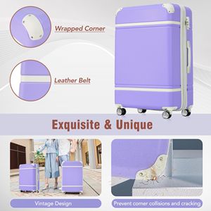 <b>Purple</b> 24\" Expandable Lightweight Hardshell Luggage with TSA Lock Single Vintage <b>Suitcase</b> Spinner Wheels - Product Image 3
