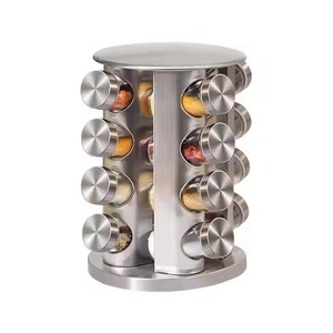 New Arrival Stainless Steel <b>Spice</b> Rack with 12 Rotating <b>Jars</b> Durable Herb Storage Container for Kitchen Use - Product Image 1