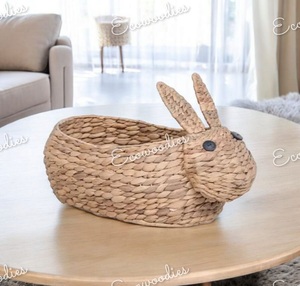 Wholesale Price Eco-Friendly Natural Water Hyacinth Kids Rabbit Shape <b>Laundry</b> <b>Basket</b> Toy Storage Solution for Living Room - Product Image 4