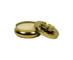 Premium Gold Metal Lotus Wax Jar Candle in Wholesale Price - Product Image 1