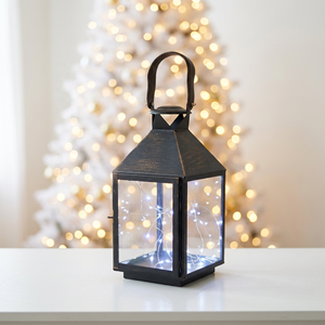 Wholesale Classic <b>Black</b> Metal <b>Candle</b> Holder <b>Lantern</b> <b>with</b> Leather Handle for Home & Outdoor Decorations - Product Image 1