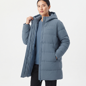 Wholesale <b>Women's</b> Hooded Long Puffer <b>Coat</b> <b>Lightweight</b> Warm Winter Jacket Mid Length Quilted Padded Overcoat Outdoor Fashion Wear - Product Image 3