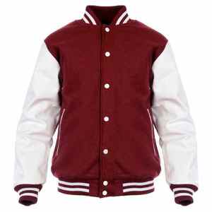 แจ็คเก็ตเบสบอลแบบ Letterman Varsity สีดำสำหรับผู้ชาย ปี 2025 ปักลายปักโลโก้แบบกำหนดเอง พร้อมปลอกแขนหนัง - Product Image 2