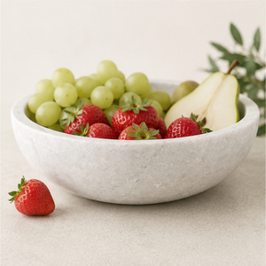 Vente en gros de bols en pierre naturelle blanche modernes, faits à la main, décoratifs, en marbre, pour fruits, salades, centre de table pour la maison, l'hôtel, la décoration de table - Product Image 2