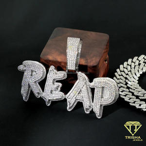 Wholesale Moissanite Diamond Custom Name Pendant Necklace With Brilliant Sparkling Letter Design And Iced Out Cuban Link Chai - Product Image 3