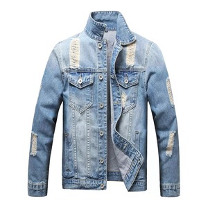 Customization Mens Slim Stand Collar <b>Denim</b> Washed Plus <b>Denim</b> <b>Coat</b> Outerwear Jeans Jacket Men - Product Image 5