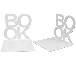 Modern Metal Bookend Book Shape <b>Desk</b> Book Holder Tabletop Organizer For Home Office <b>Study</b> Shelf Display Stand Use - Product Image 1