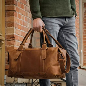 กระเป๋าเดินทางหนังแท้สไตล์วินเทจ  ขนาดใหญ่  น้ำหนักเบา  ทำมือ  พร้อมซิป  สำหรับพกพาขึ้นเครื่อง - Product Image 1