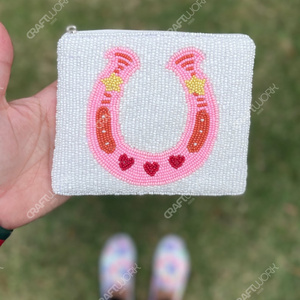 Handmade Beaded Horseshoe Coin Pouch Good Luck Charm Clutch Zip <b>Mini</b> Bag Women Novelty Gift OEM Supplier Export - Product Image 4