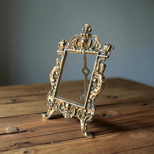 <b>Antique</b> Gold Color High Definition Brass Made Photo <b>Frame</b> Elegant Home Centerpiece for Tabletop Artistic Stylish Picture Holder - Product Image 6
