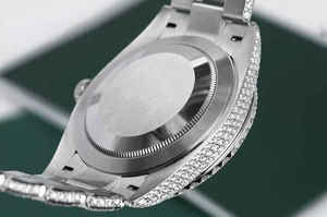 Reloj BOJ R.O.L.E.X.028 con Números Romanos, Moissanita Completa, de Lujo, Cuarzo Analógico, Acero, 41MM, 3BAR Resistente al Agua, Estilo Hip Hop para Hombre - Product Image 5