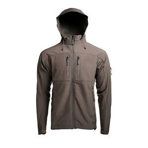 Veste softshell pour homme à imprimé camouflage, fermeture éclair intégrale, imperméable, style chasse en plein air, polyester, à capuche, manches longues, pour l'automne - Product Image 6