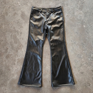 Custom Mens 100% Cotton Woven Vintage Bootcut Pants Rivet Flare <b>Trousers</b> Mid Rise Streetwear OEM ODM - Product Image 1