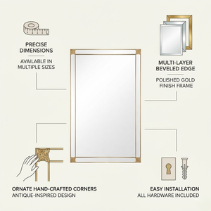 Miroir décoratif baroque vénitien élégant |   Miroir mural de style antique haut de gamme pour salon et design d'intérieur vintage - Product Image 5