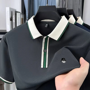 Camisa de Manga Corta para Hombre de Alta Calidad, Transpirable, de Algodón, con Cuello y Botones, Diseño Sólido o Estampado, Ropa Casual de Negocios - Product Image 1
