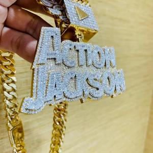 Lot de 5 pendentifs ronds personnalisés en moissanite véritable, plaqué or blanc 14 carats sur argent, pour fêtes - Product Image 2