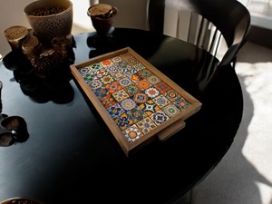 Bandeja de Madera Estampada Estilo Escandinavo, Bandeja de Madera Clara Estampada para Diseño de Interiores Nórdico, Suministro al por Mayor de Platos para Servir - Product Image 4